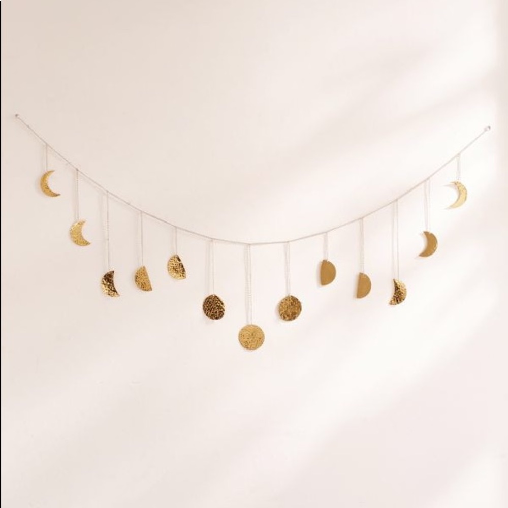 UO Hammered Metal Moon Phase Wall Hanging Banner🌙
